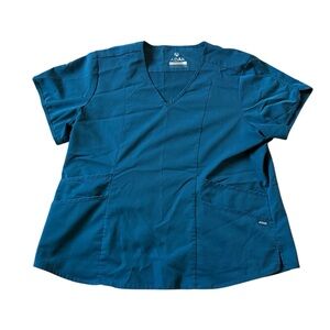 Adar Pro Women’s Teal Scrub Top Size 3XL with Multi- Pockets Medical Career